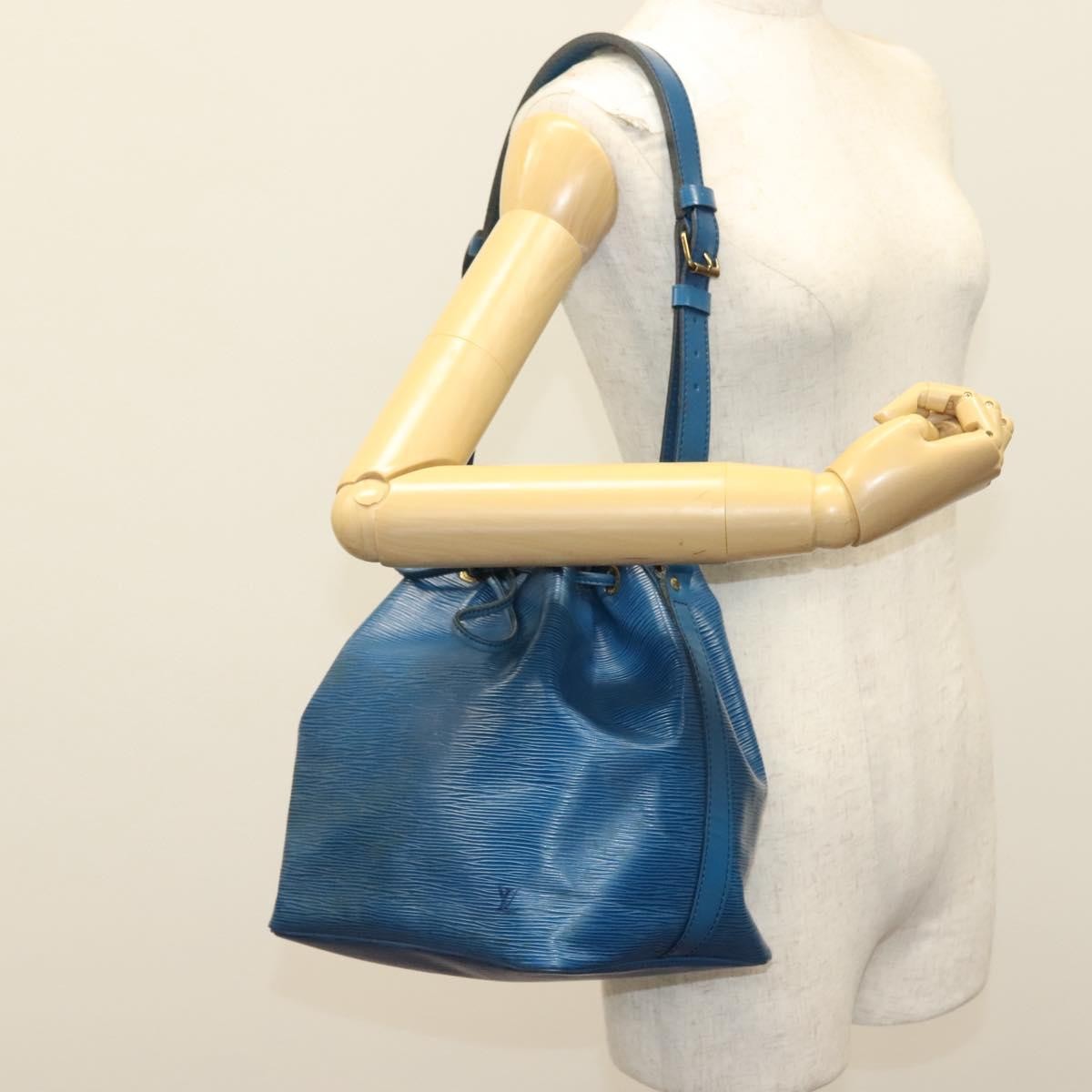 Louis Vuitton Petit Noe Handbag Epi Leather Blue Leather Bag