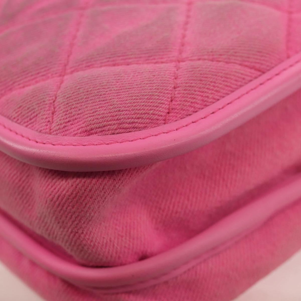 Chanel Flap Messenger Bag Quilted Denim Pink Canvas Shoulder Bag Bag
