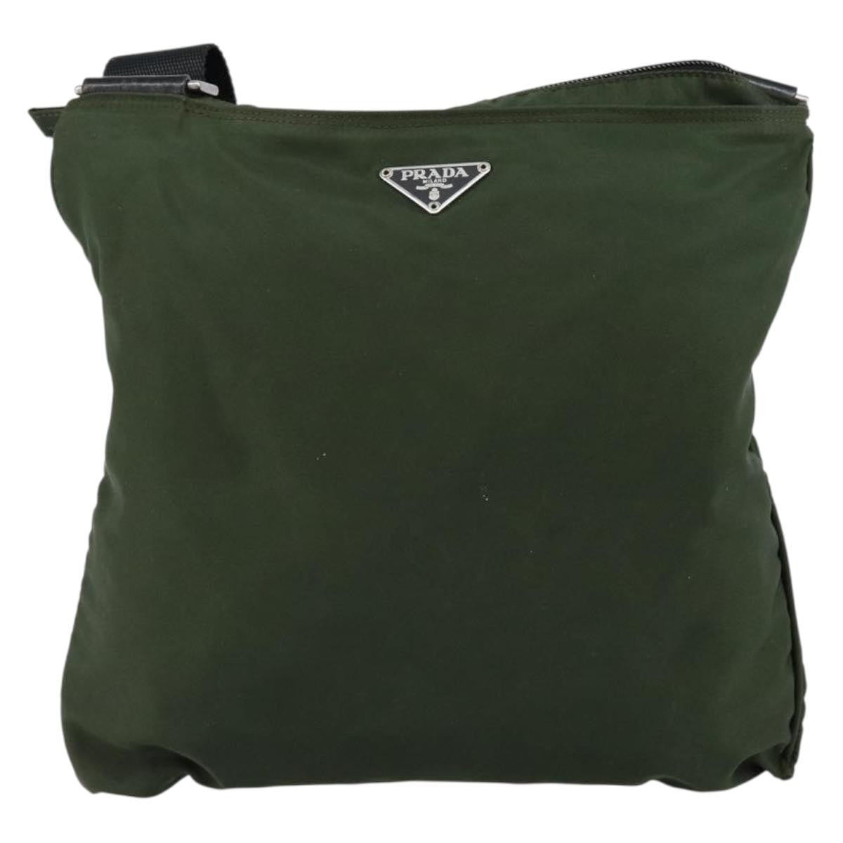 Prada Flat Messenger Bag Tessuto Khaki Nylon Shoulder Bag Bag