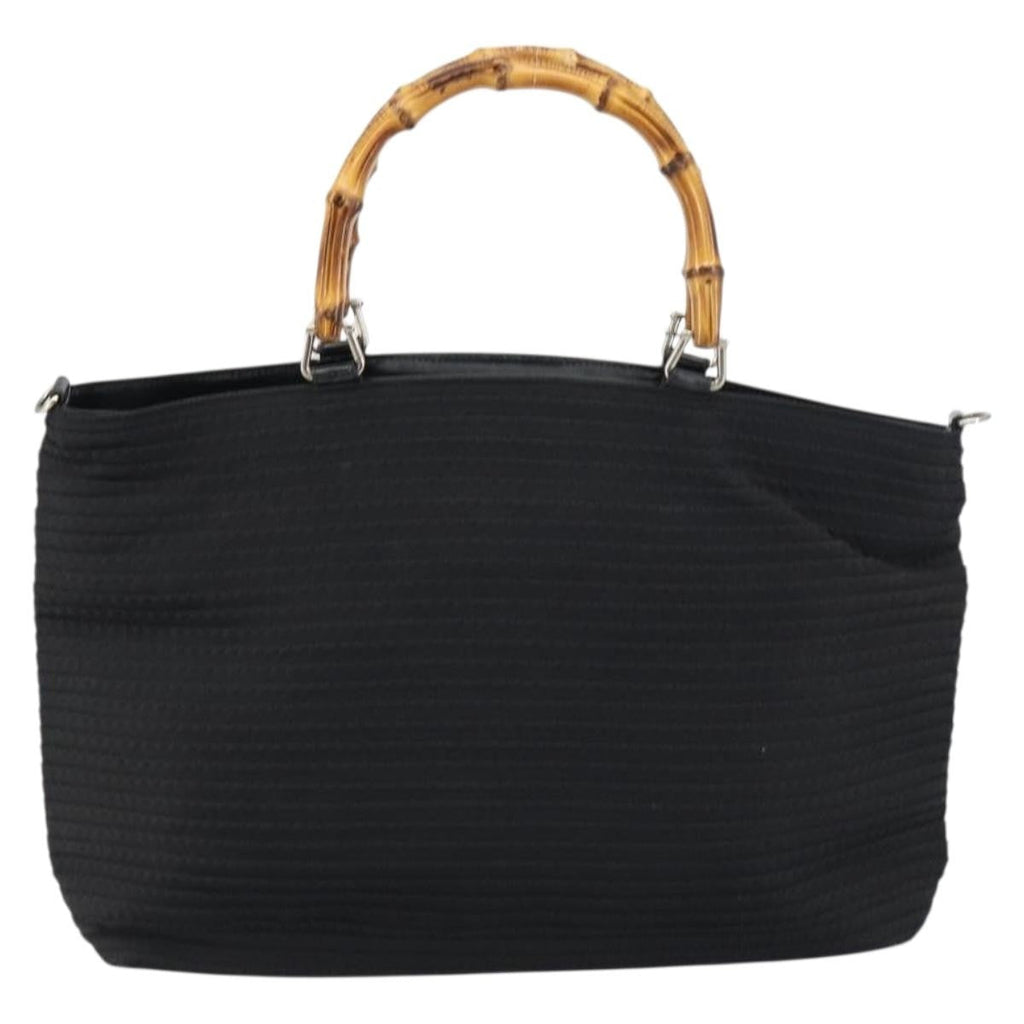 Gucci Vintage Bamboo Handle Bag Nylon Black Nylon Tote Bag Bag (Pre-Owned)