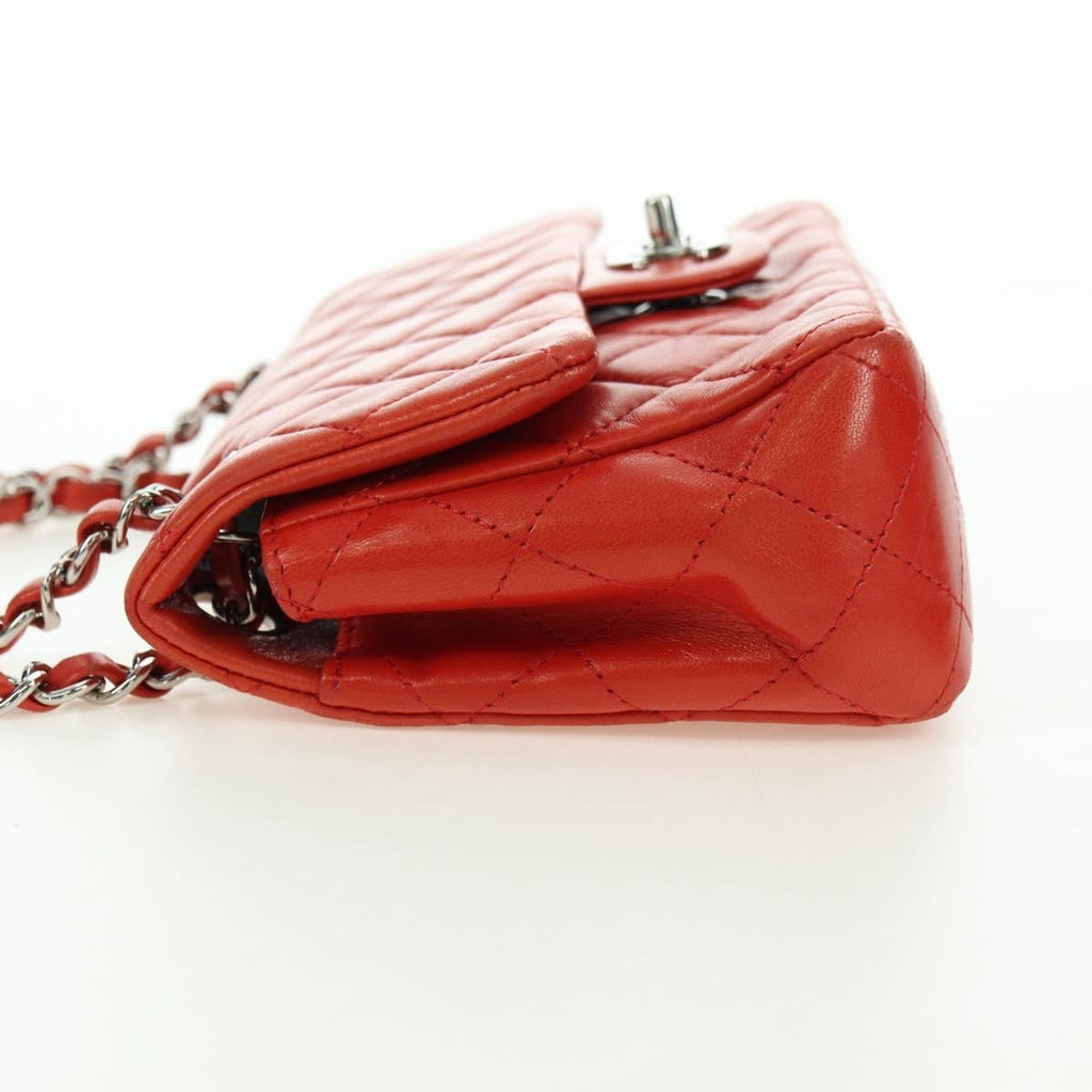 Chanel Flap Shoulder Bag Leather Red Leather Handbag