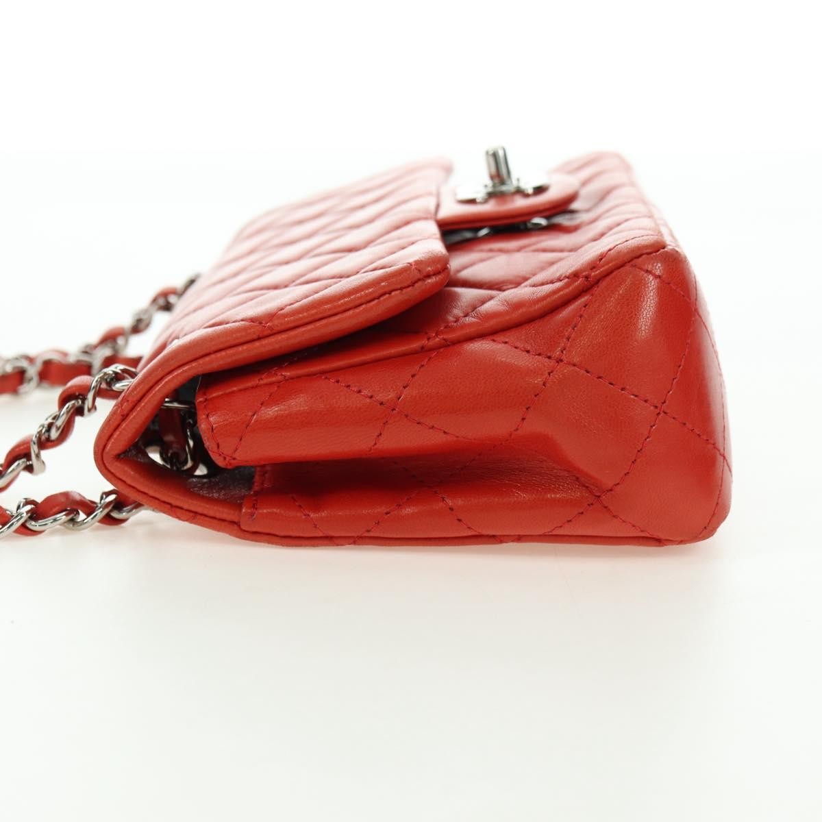 Chanel Flap Shoulder Bag Leather Red Leather Handbag