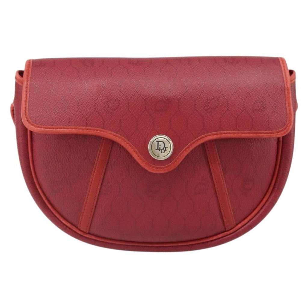 Christian Dior Vintage Honeycomb Flap Crossbody Bag Coated Canvas Red Pvc Shoulder Bag Bag (Pre-Owned)