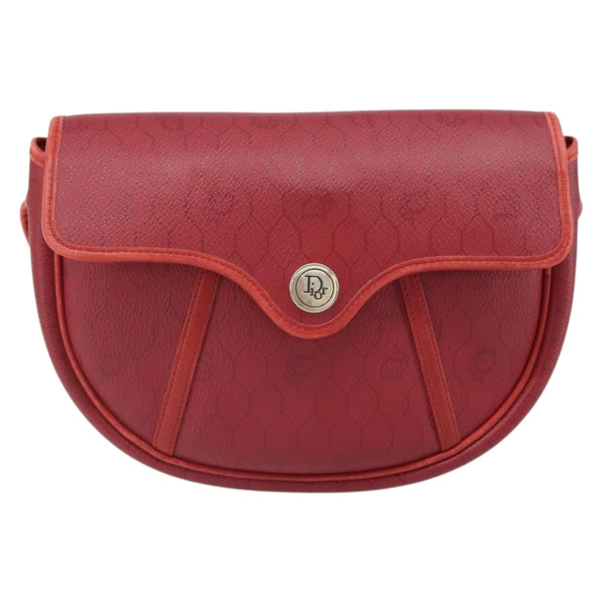 Christian Dior Vintage Honeycomb Flap Crossbody Bag Coated Canvas Red Pvc Shoulder Bag Bag (Pre-Owned)