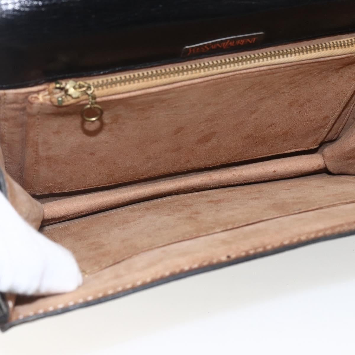 Saint Laurent Vintage Shoulder Bag Leather Black Leather Shoulder Bag Bag (Pre-Owned)