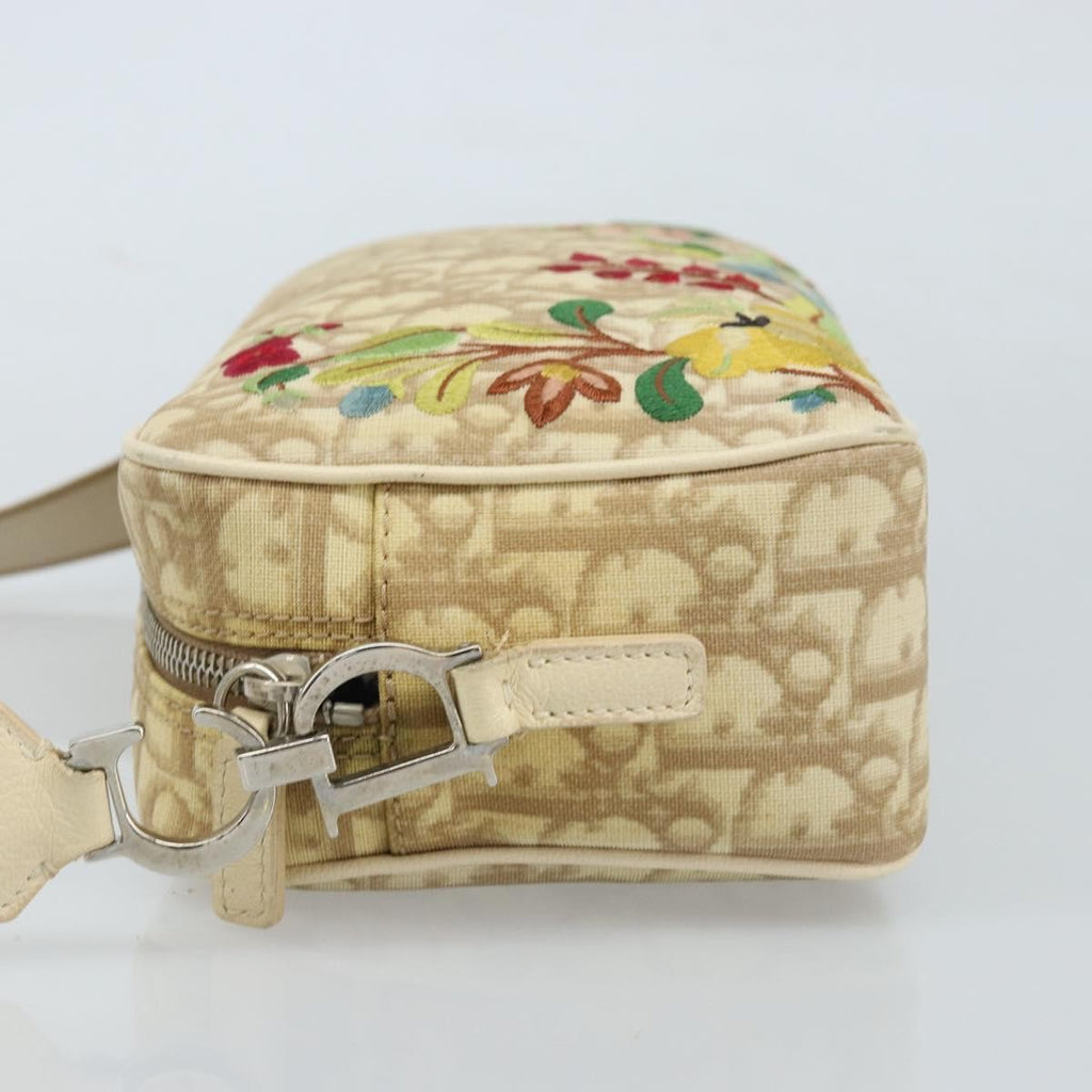Christian Dior Vintage Crossbody Bag Embroidered Diorissimo Canvas Beige Canvas Shoulder Bag Bag (Pre-Owned)