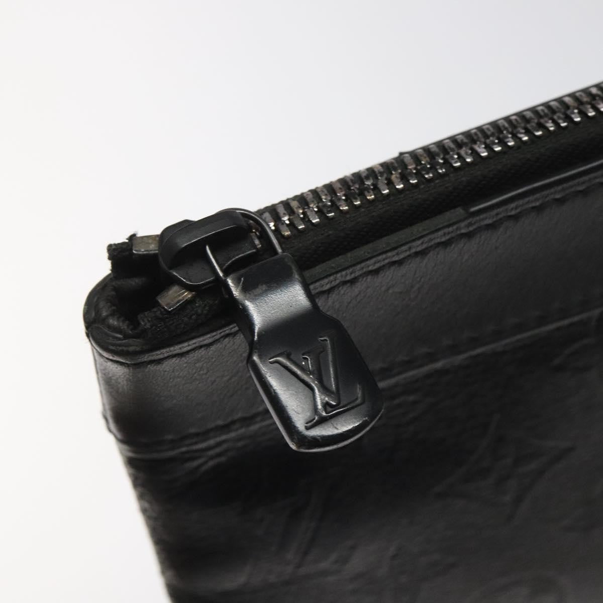 Louis Vuitton Discovery Pochette Monogram Shadow Leather Black Leather Bag