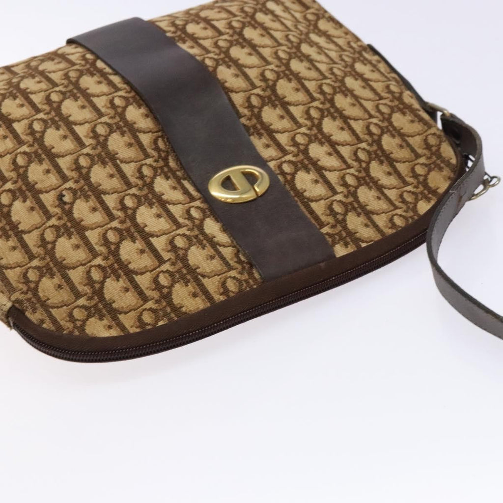 Christian Dior Vintage Trotter Shoulder Bag Canvas Brown Canvas Bag (Pre-Owned)
