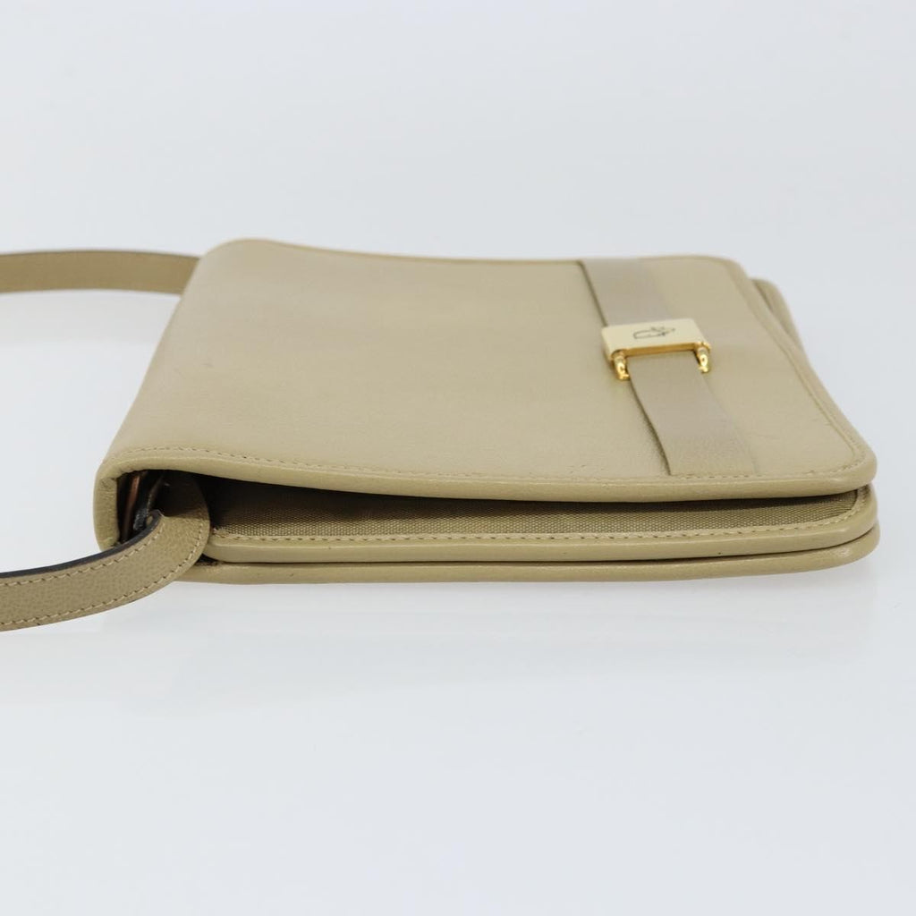 Christian Dior Vintage Shoulder Bag Leather Beige Leather Shoulder Bag Bag (Pre-Owned)
