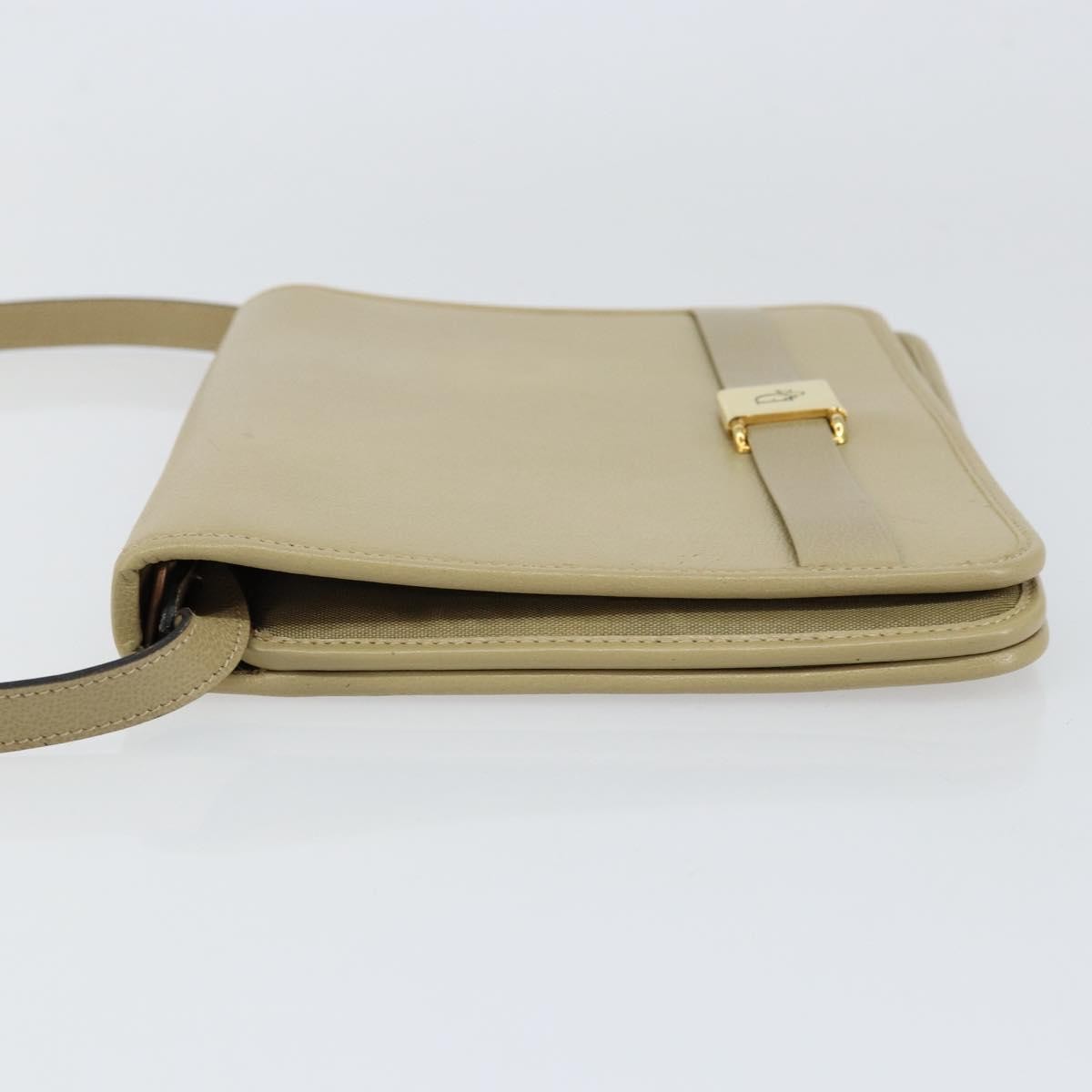 Christian Dior Vintage Shoulder Bag Leather Beige Leather Shoulder Bag Bag (Pre-Owned)