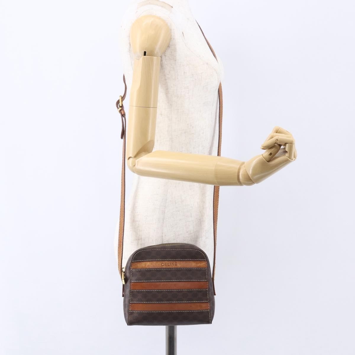 Celine Vintage Macadam Shoulder Bag Canvas And Leather Brown Canvas Shoulder Bag Bag
