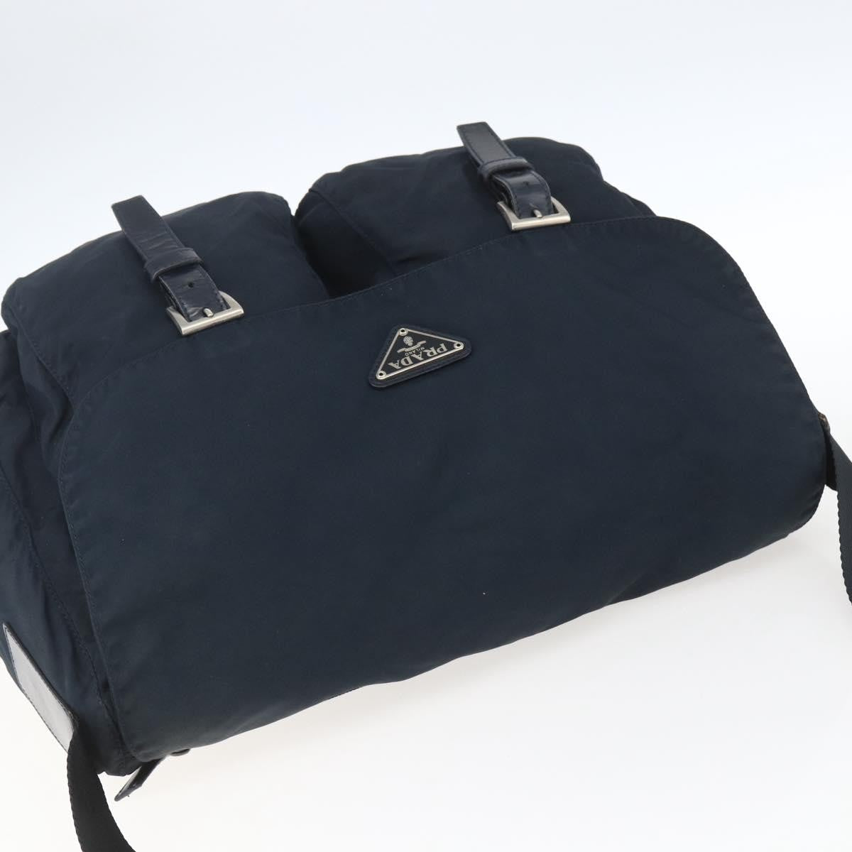 Prada Zip Buckle Messenger Bag Tessuto Navy Nylon Shoulder Bag Bag