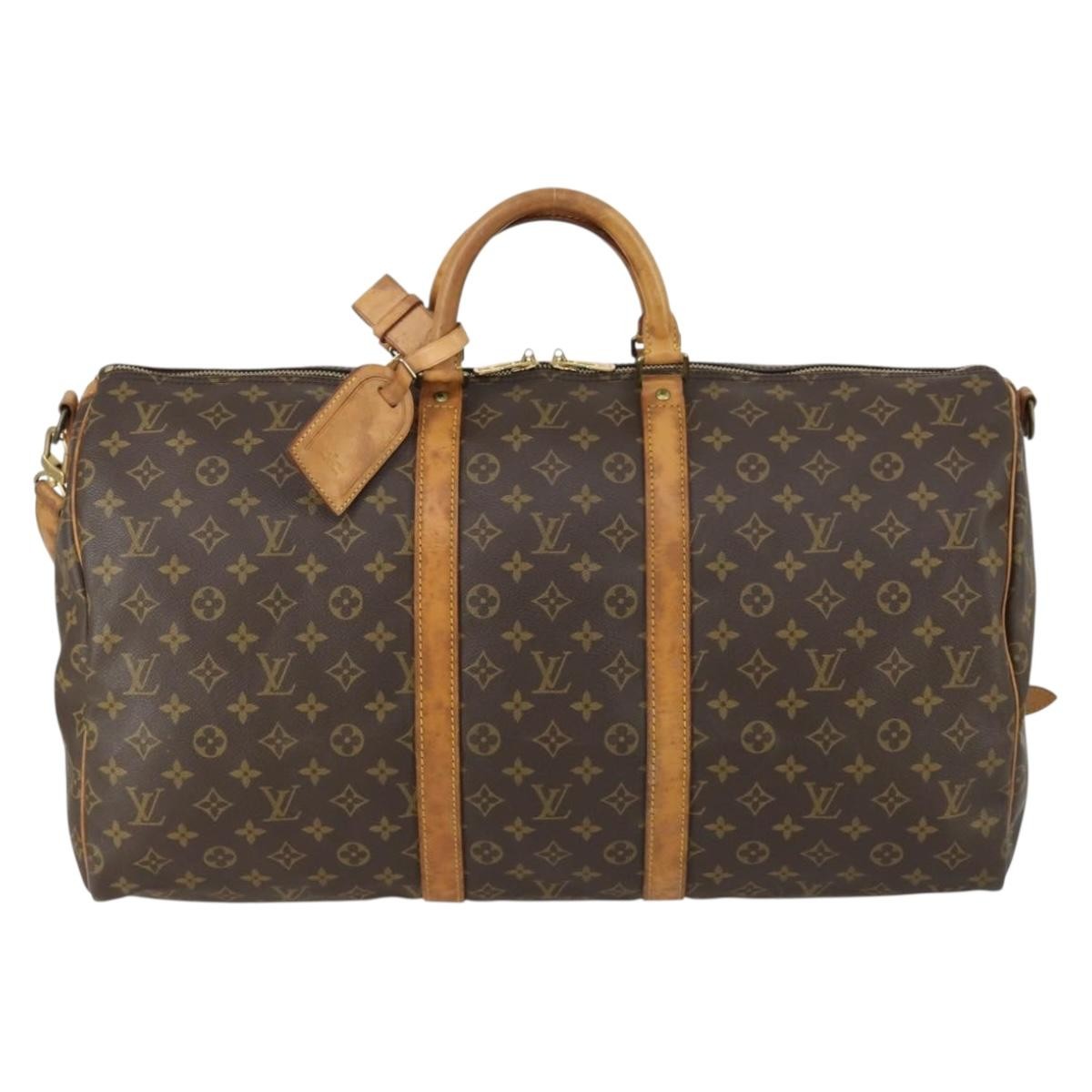 Louis Vuitton Keepall Bandouliere Bag Monogram Canvas Brown Canvas Travel Bag