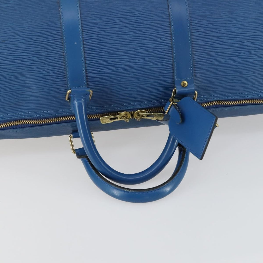 Louis Vuitton Keepall Bag Epi Leather Blue Leather Travel Bag