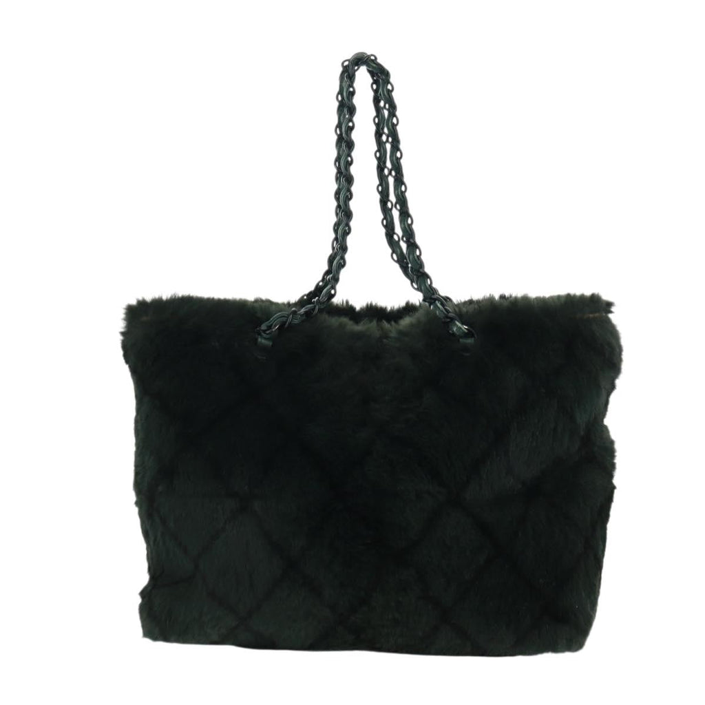 Chanel Chain Tote Lapin Fur Green Fur Tote Bag Bag