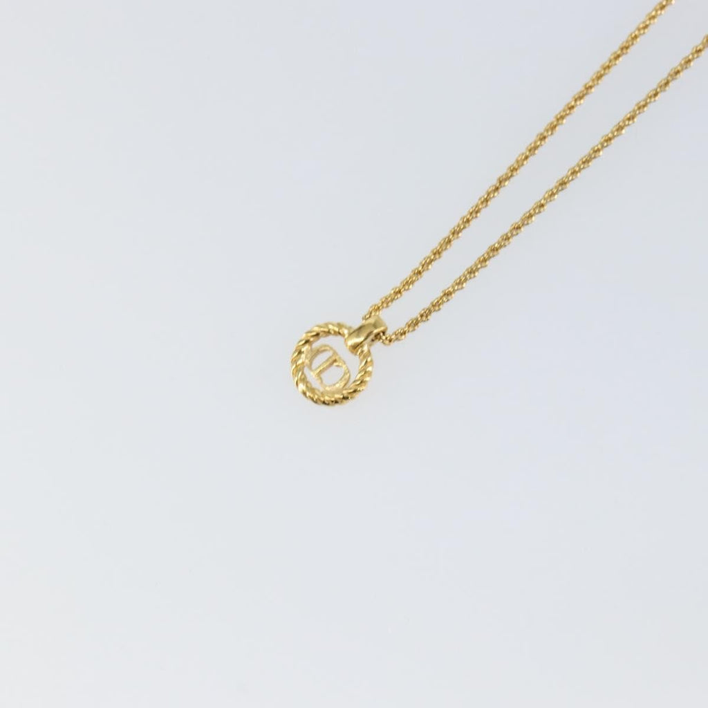 Christian Dior Cd Round Pendant Necklace Metal Gold Metal Necklace Jewelry (Pre-Owned)