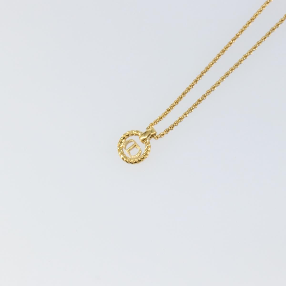 Christian Dior Cd Round Pendant Necklace Metal Gold Metal Necklace Jewelry (Pre-Owned)