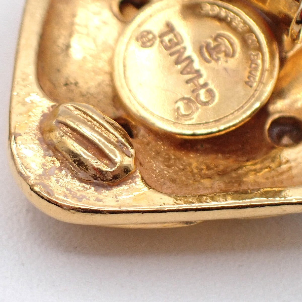 Chanel Vintage Cc Diamond Shape Clips-On Earrings Gold-Plated Gold Gold_Plated Earrings Jewelry