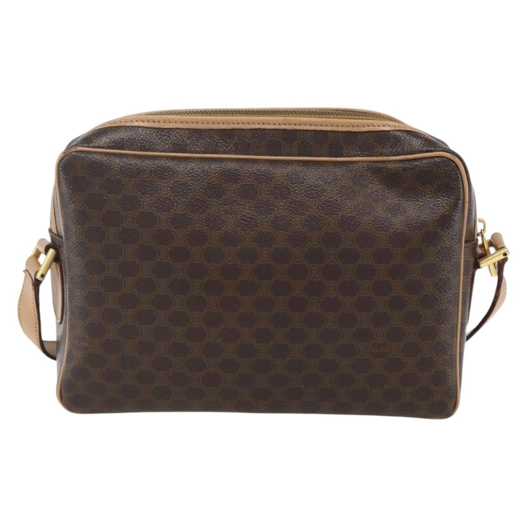 Celine Vintage Macadam Shoulder Bag Canvas And Leather Brown Canvas Shoulder Bag Bag