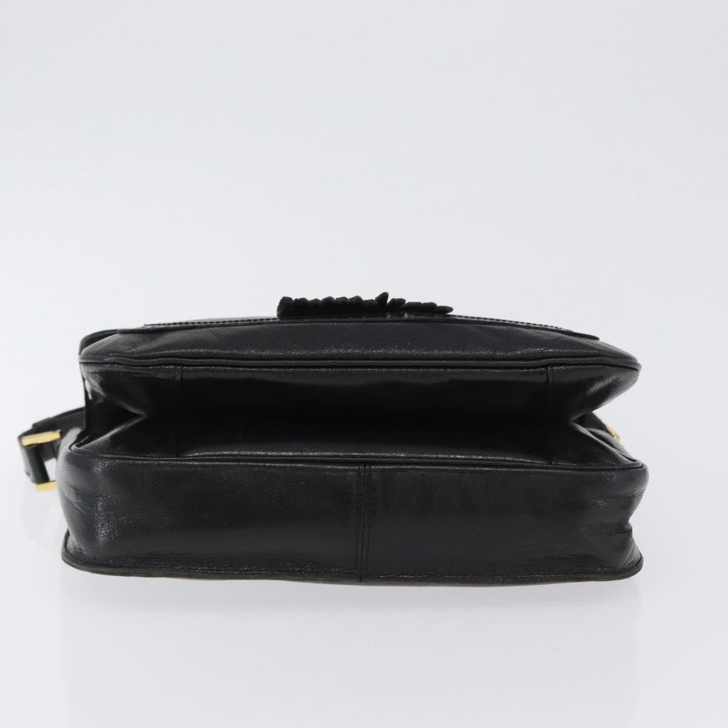 Saint Laurent Vintage Shoulder Bag Leather Black Leather Shoulder Bag Bag (Pre-Owned)