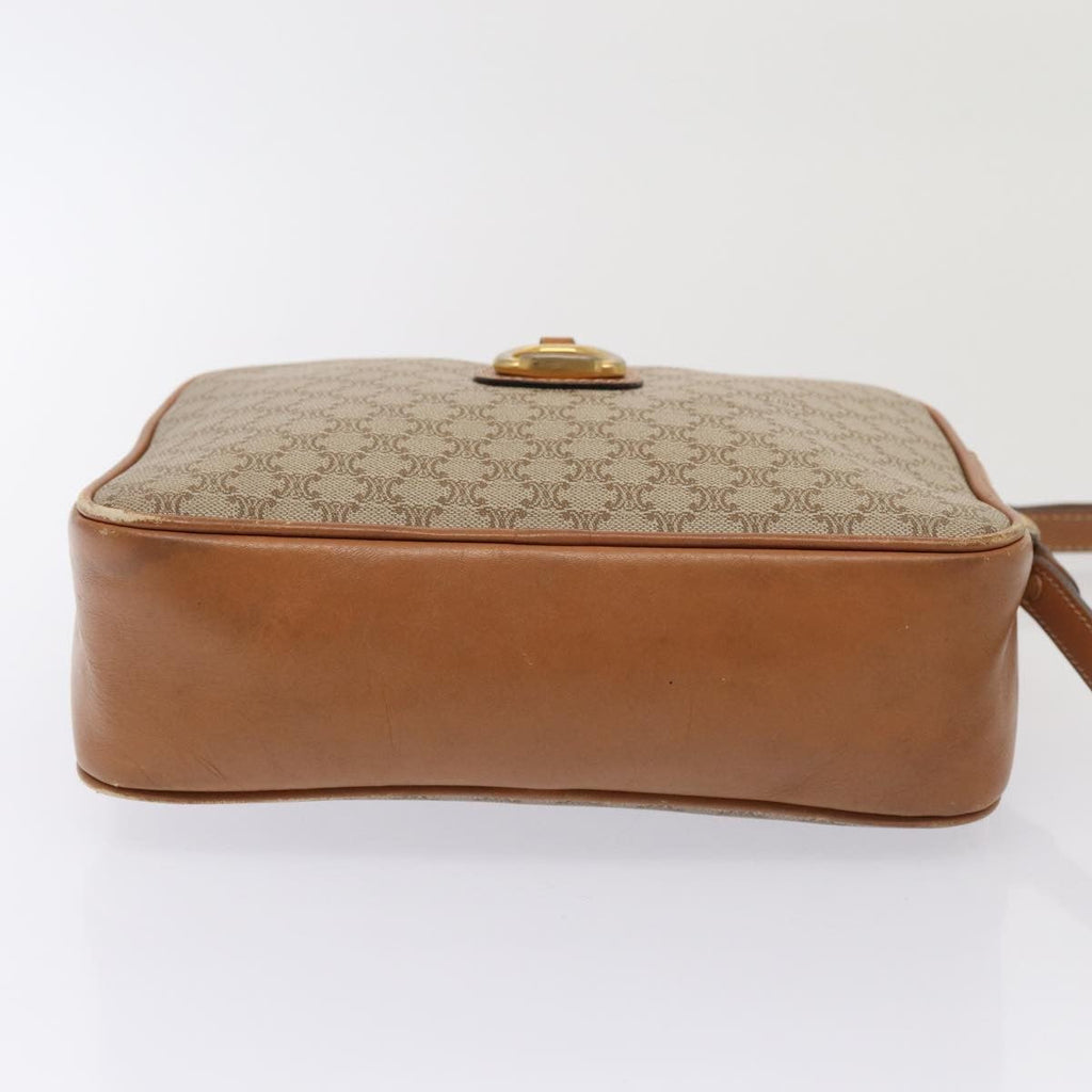 Celine Vintage Macadam Shoulder Bag Canvas And Leather Beige Canvas Shoulder Bag Bag
