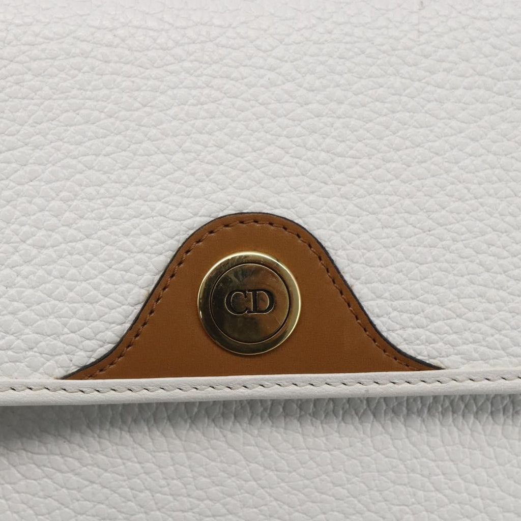 Christian Dior Vintage Cd Logo Shoulder Bag Leather White Leather Shoulder Bag Bag (Pre-Owned)