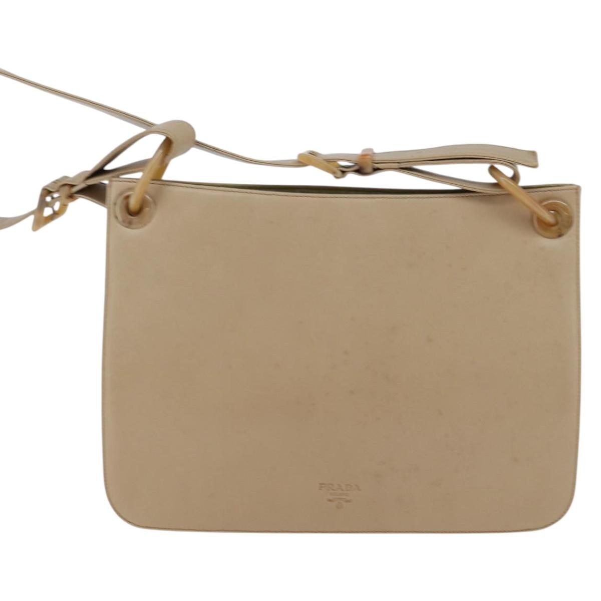 Prada Vintage Shoulder Bag Leather Beige Leather Shoulder Bag Bag