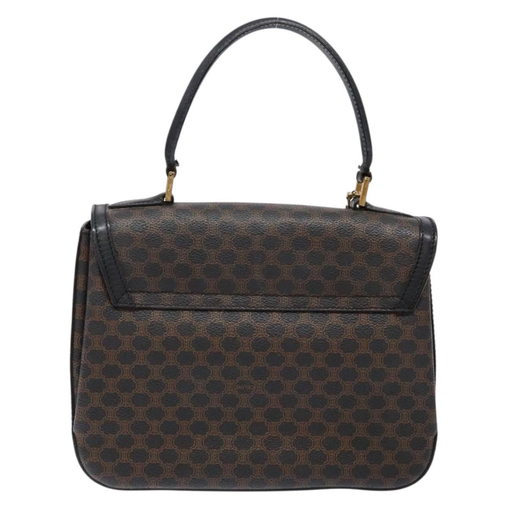 Celine Vintage Convertible Top Handle Bag Macadam Coated Canvas Black Canvas Handbag