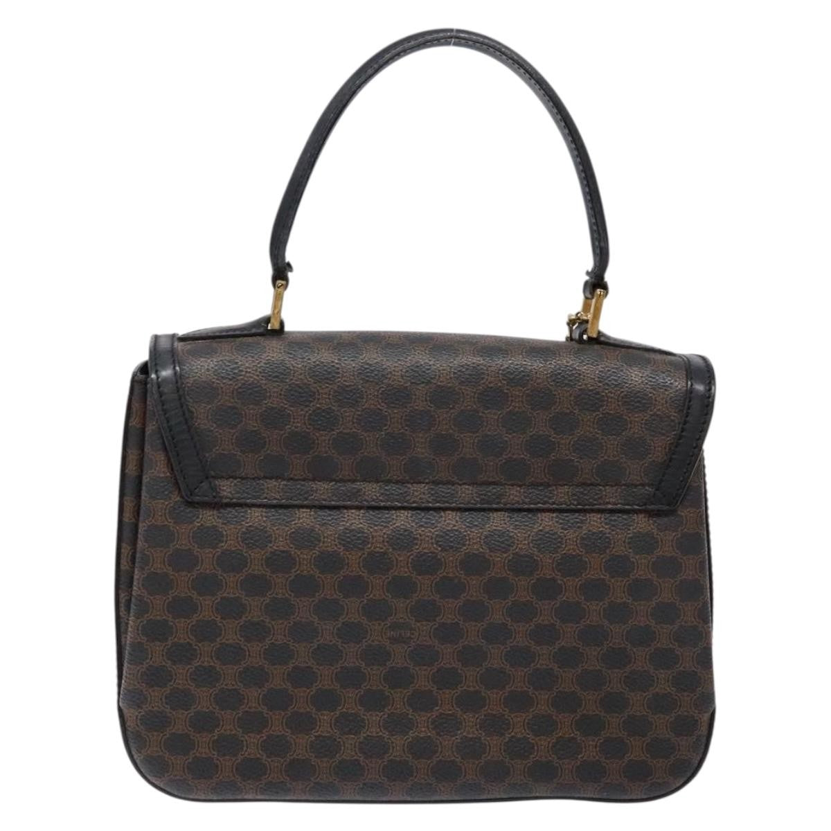Celine Vintage Convertible Top Handle Bag Macadam Coated Canvas Black Canvas Handbag