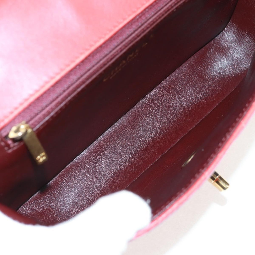 Chanel Two Tone Flap Bag Quilted Lambskin Red Leather Shoulder Bag Bag