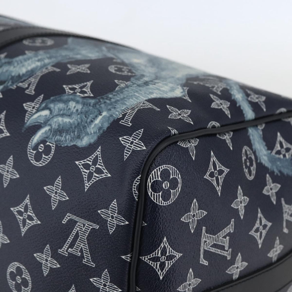 Louis Vuitton Keepall Bandouliere Bag Limited Edition Chapman Savane Monogram Canvas Navy Canvas Travel Bag