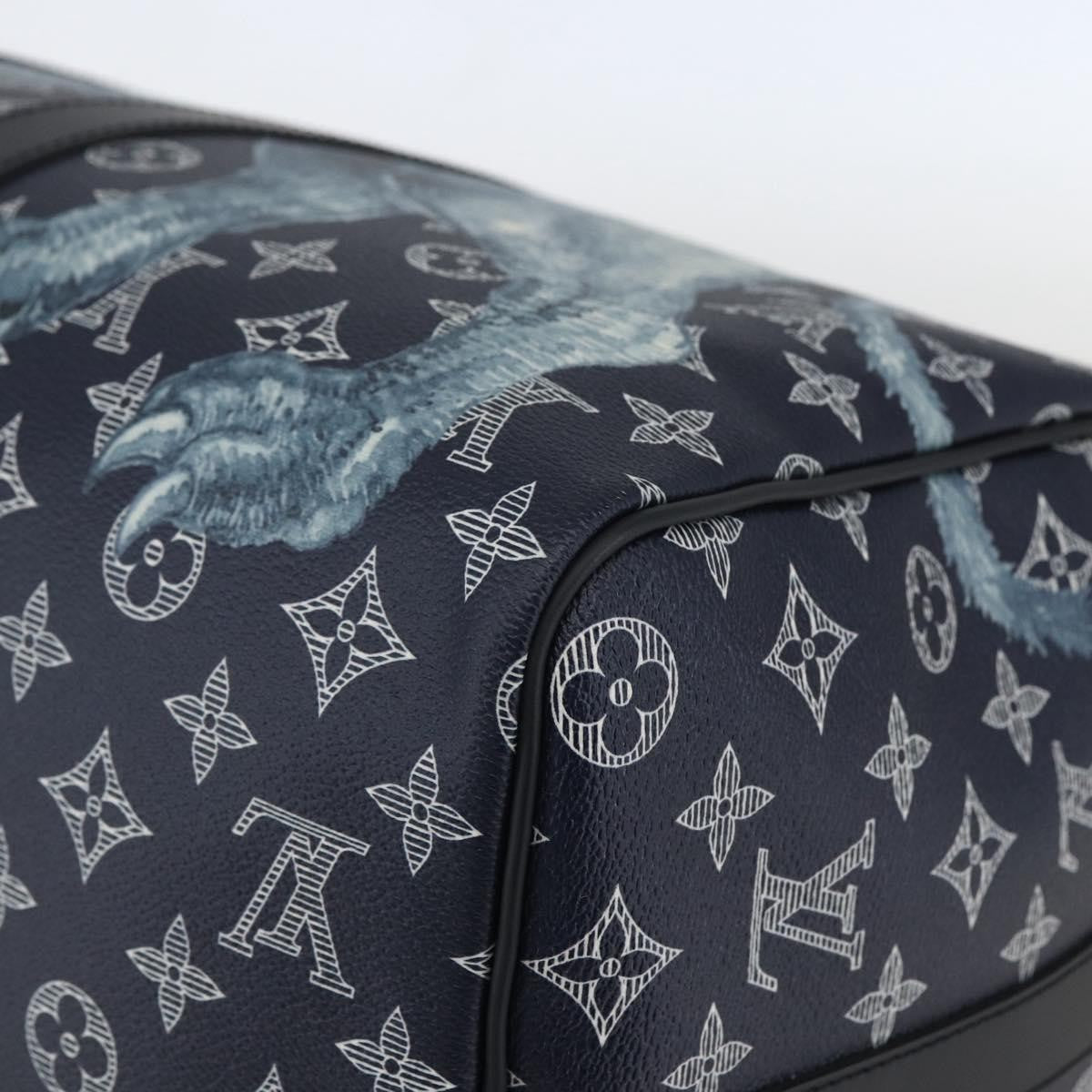 Louis Vuitton Keepall Bandouliere Bag Limited Edition Chapman Savane Monogram Canvas Navy Canvas Travel Bag