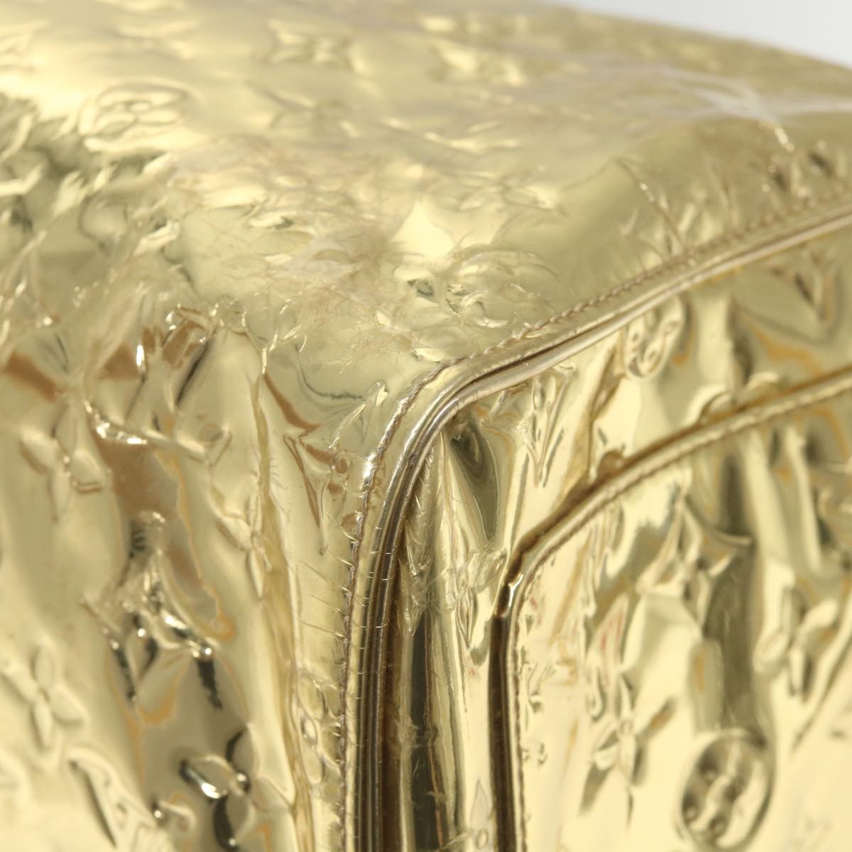 Louis Vuitton Keepall Bag Monogram Miroir Pvc Gold Patent_Leather Travel Bag