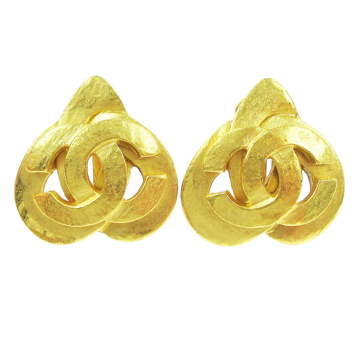 Chanel Vintage Cc Heart Clip-On Earrings Metal Gold Gold_Plated Earrings Jewelry