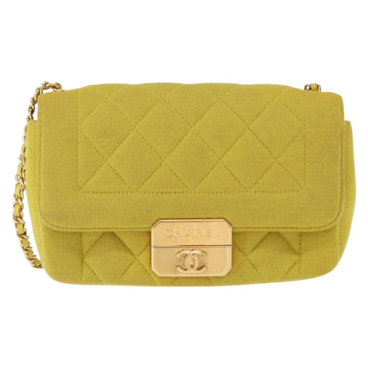 Chanel Chic With Me Flap Bag Quilted Jersey Yellow Cotton Shoulder Bag Bag