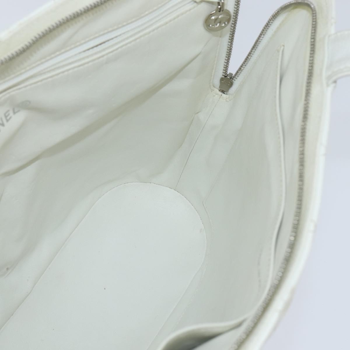 Chanel Vintage Cc Zip Around Bowler Bag Quilted Caviar White Leather Tote Bag Bag