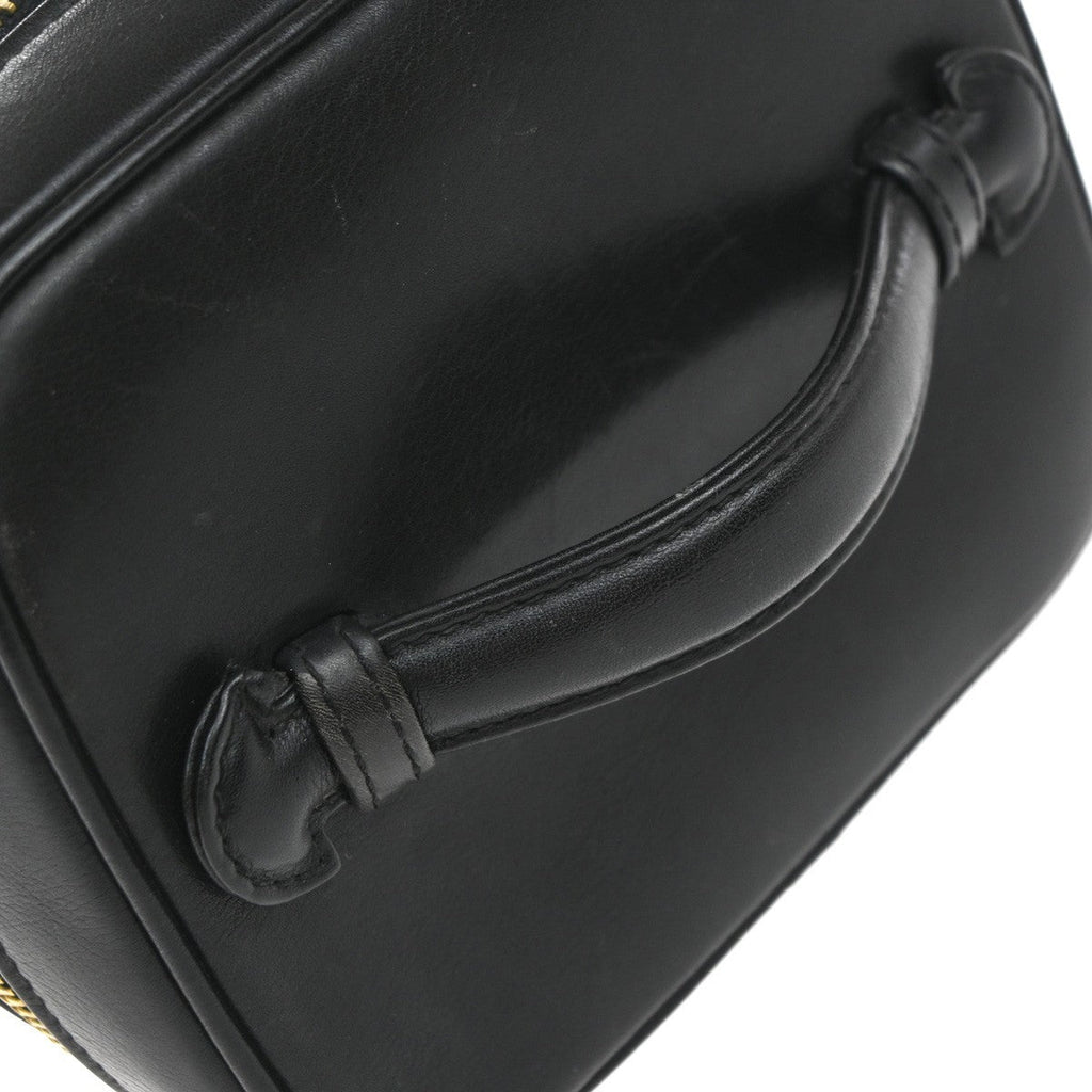 Chanel Vintage Cosmetic Case Quilted Lambskin Black Leather Handbag