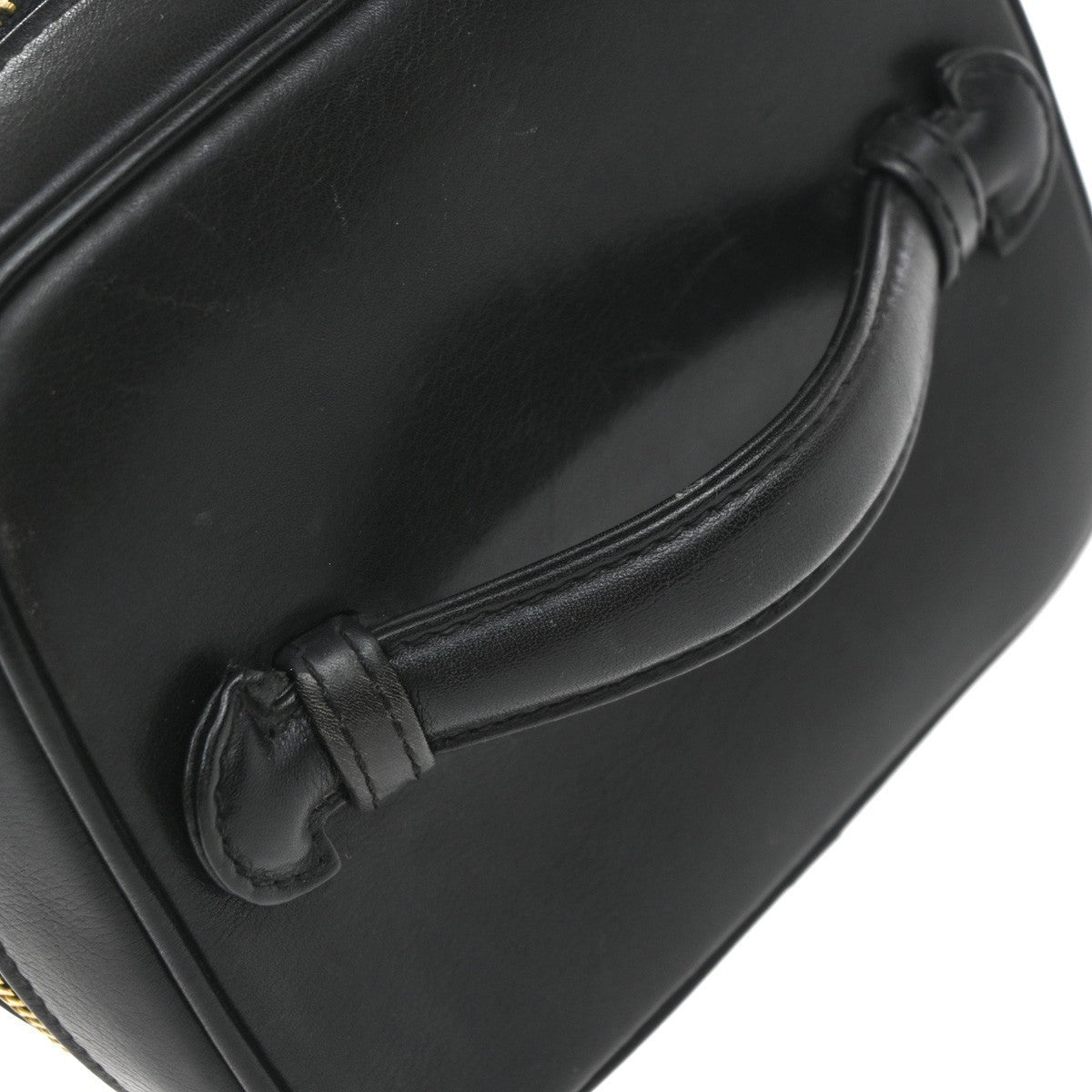 Chanel Vintage Cosmetic Case Quilted Lambskin Black Leather Handbag