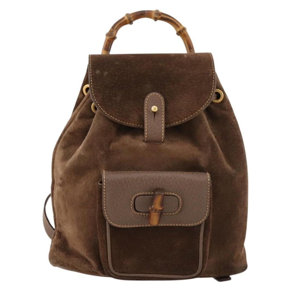 Gucci Gucci Bamboo Backpack Daim Brown Suede Backpack Bag (Pre-Owned)