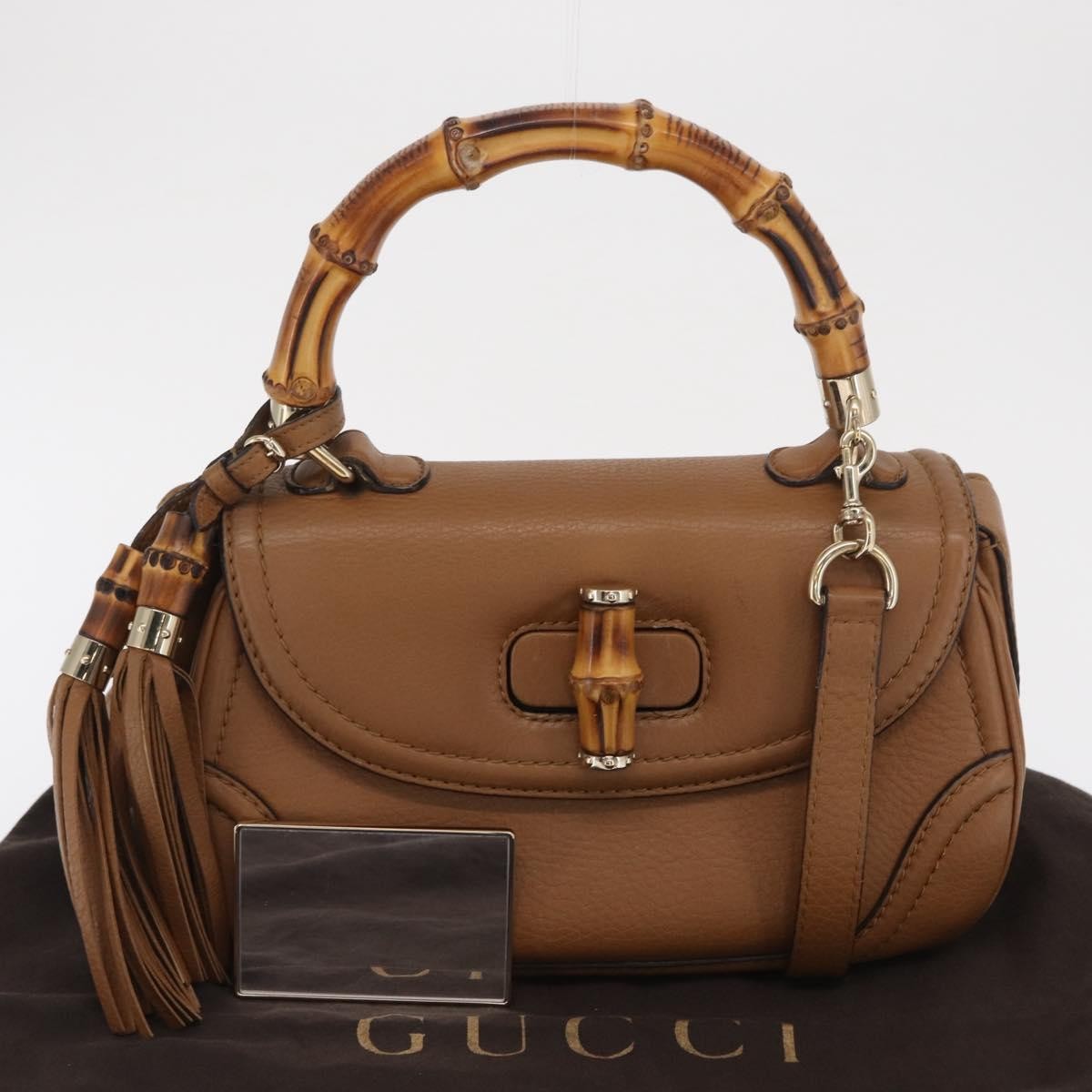 Gucci New Bamboo 1921 Top Handle Bag Leather Brown Leather Handbag (Pre-Owned)