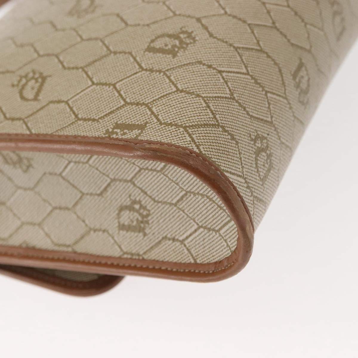 Christian Dior Vintage Honeycomb Flap Crossbody Bag Canvas And Leather Beige Canvas Shoulder Bag Bag (Pre-Owned)