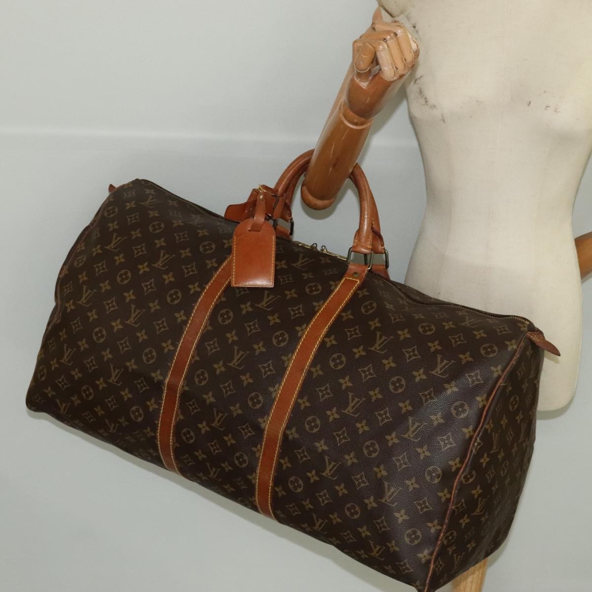 Louis Vuitton Keepall Bag Monogram Canvas Brown Canvas Travel Bag