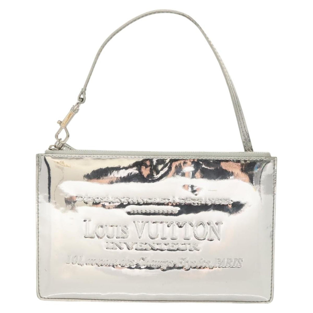 Louis Vuitton Pochette Plate Monogram Mirror Silver Patent_Leather Clutche & Pouche Bag
