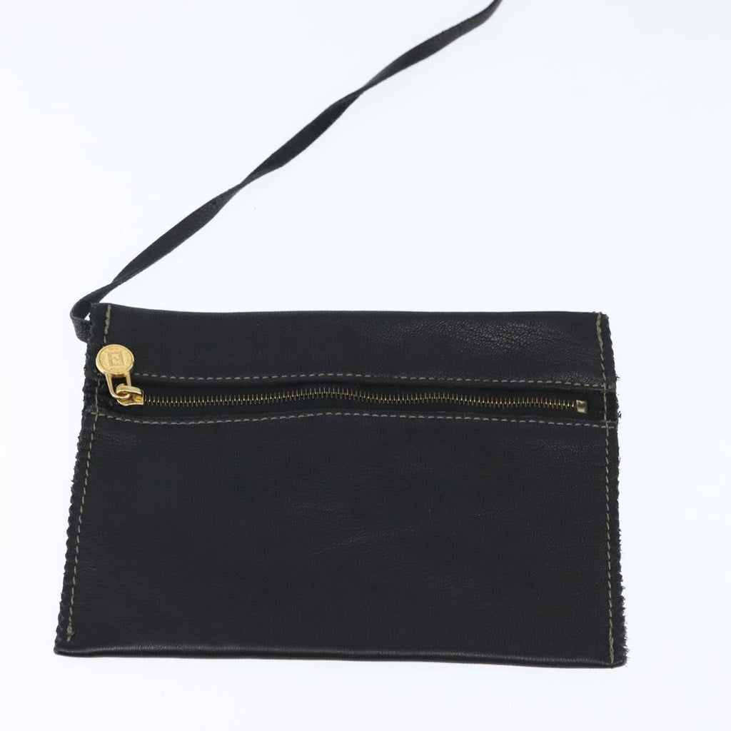 Fendi Logo Flap Drawstring Backpack Leather Black Leather Backpack Bag