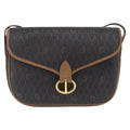 Christian Dior Vintage Honeycomb Flap Crossbody Bag Canvas And Leather Black Canvas Shoulder Bag Bag (Pre-Owned)