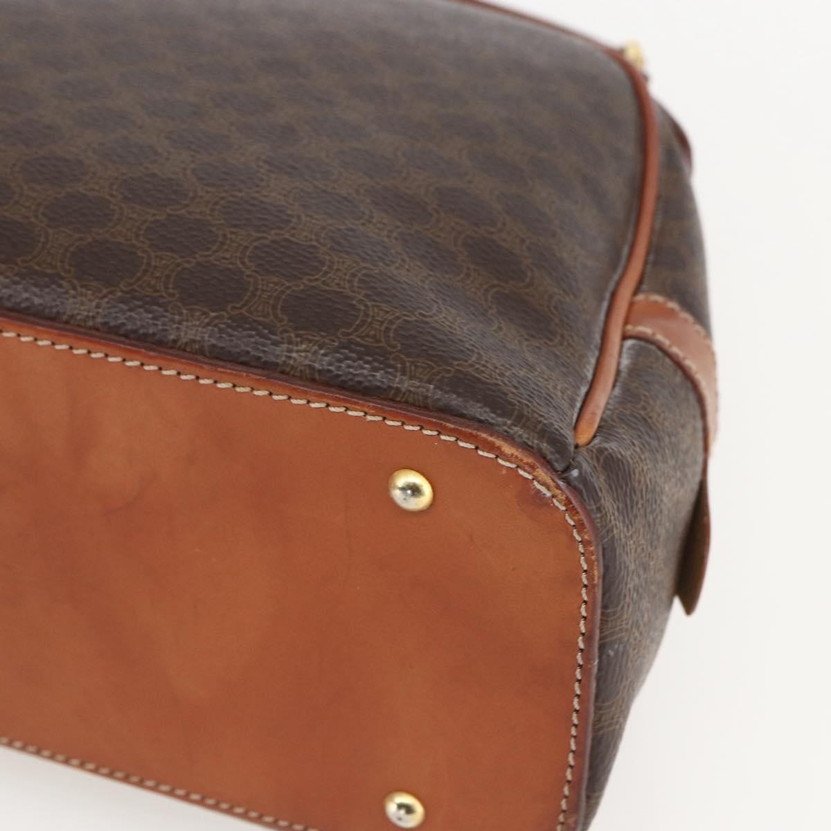 Celine Vintage Macadam Handbag Canvas And Leather Brown Canvas Handbag