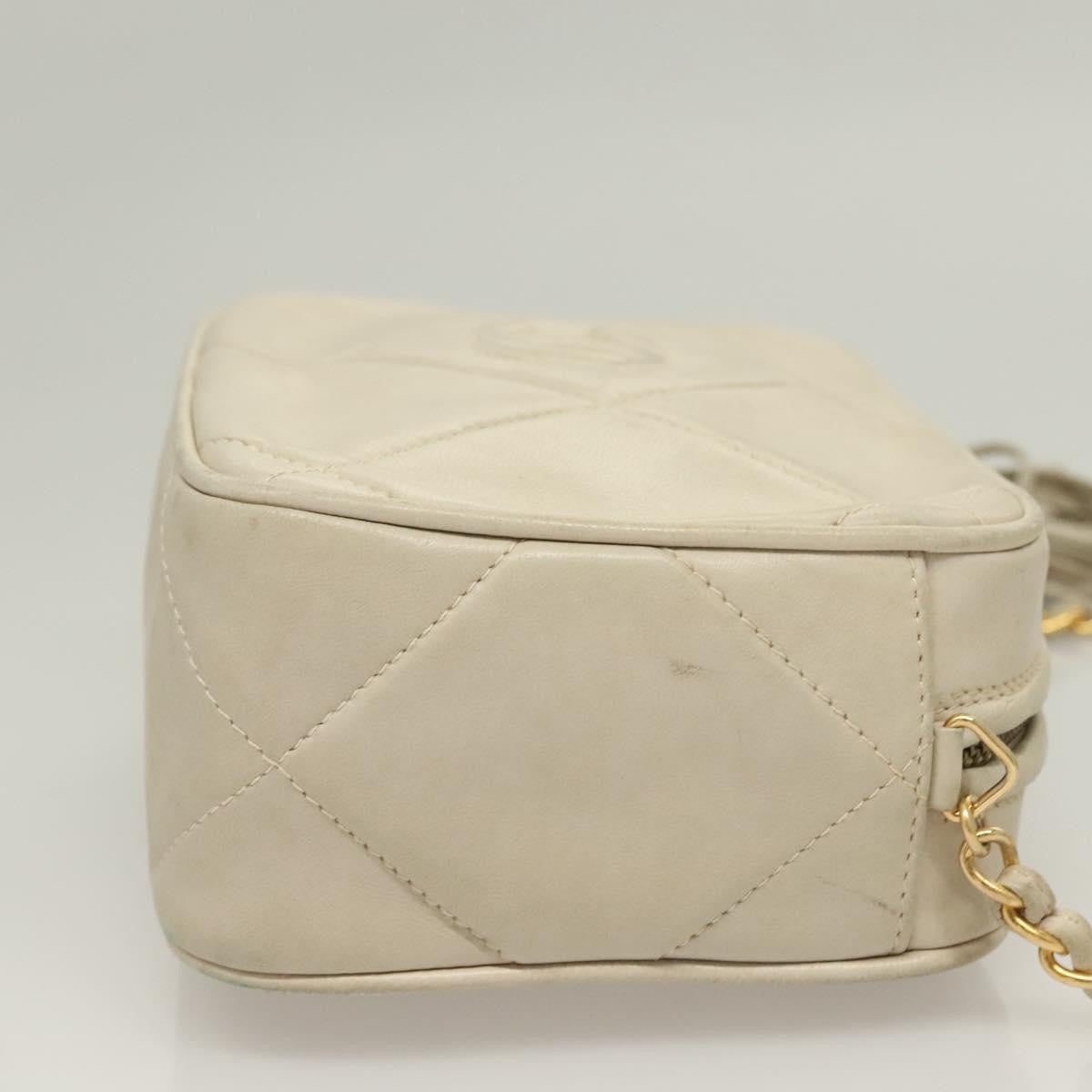 Chanel Vintage Diamond Cc Camera Bag Quilted Lambskin Beige Leather Shoulder Bag Bag