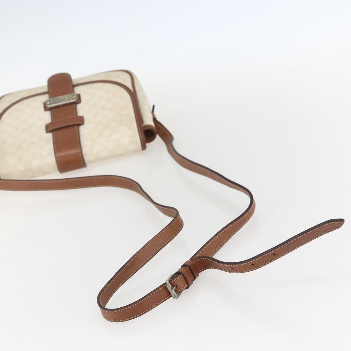Celine Vintage Macadam Shoulder Bag Canvas And Leather White Canvas Shoulder Bag Bag