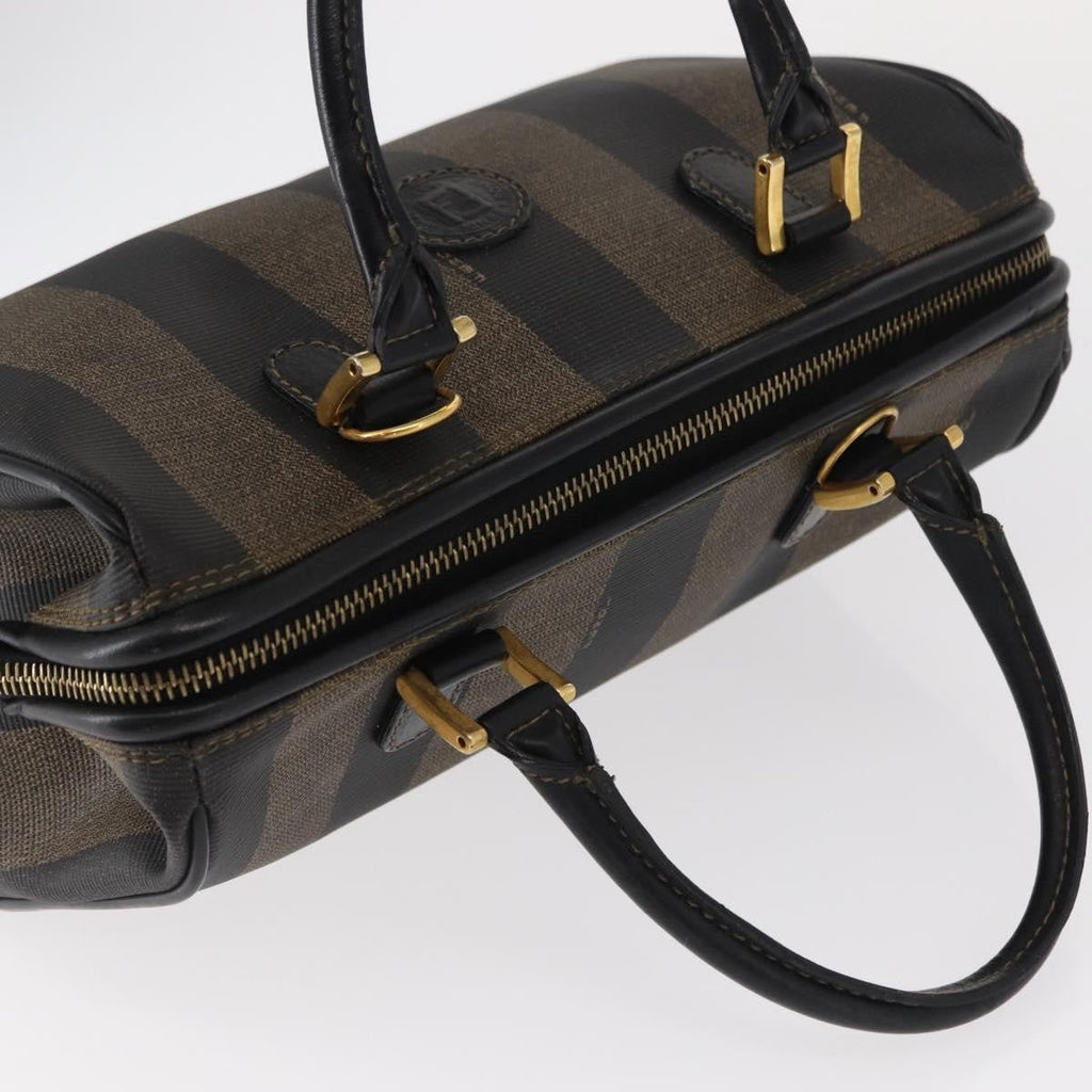 Fendi Vintage Pequin Convertible Boston Bag Coated Canvas Brown Canvas Travel Bag Bag