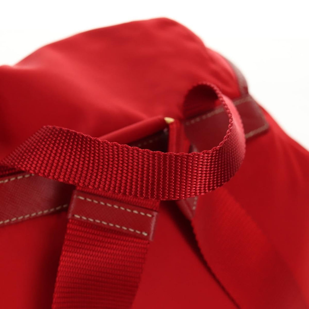 Prada Vela Double Front Pocket Backpack Tessuto With Saffiano Leather Red Nylon Backpack Bag